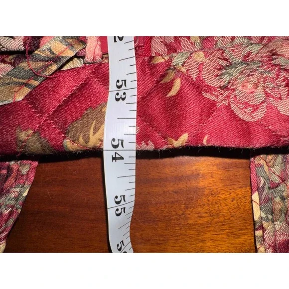 Vintage Quilted FloralGarment Bag Burgundy Rose Travel Suit Dress Cover